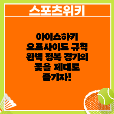 아이스하키 오프사이드 규칙 완벽 정복: 경기의 꽃을 제대로 즐기자!