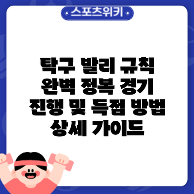 탁구 발리 규칙 완벽 정복: 경기 진행 및 득점 방법 상세 가이드
