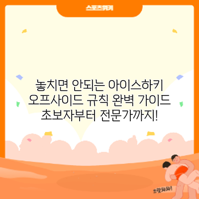 놓치면 안되는 아이스하키 오프사이드 규칙 완벽 가이드: 초보자부터 전문가까지!