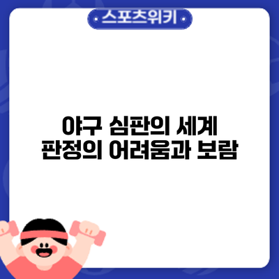 야구 심판의 세계: 판정의 어려움과 보람