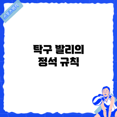 탁구 발리의 정석: 규칙
