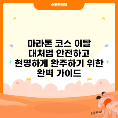 마라톤 코스 이탈 대처법: 안전하고 현명하게 완주하기 위한 완벽 가이드