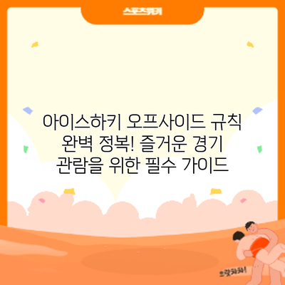 아이스하키 오프사이드 규칙 완벽 정복! 즐거운 경기 관람을 위한 필수 가이드
