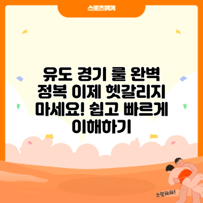 유도 경기 룰 완벽 정복: 이제 헷갈리지 마세요! 쉽고 빠르게 이해하기