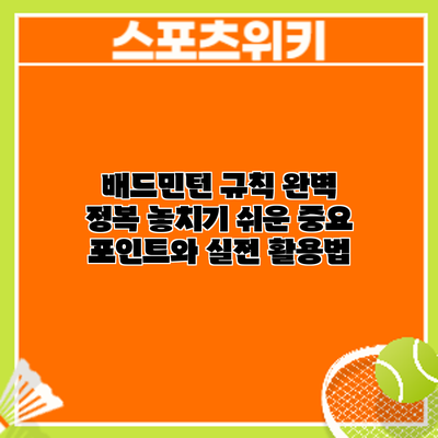 배드민턴 규칙 완벽 정복: 놓치기 쉬운 중요 포인트와 실전 활용법