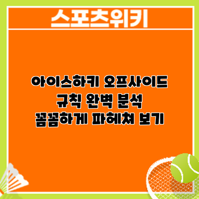 아이스하키 오프사이드 규칙 완벽 분석: 꼼꼼하게 파헤쳐 보기
