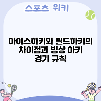아이스하키와 필드하키의 차이점과 빙상 하키 경기 규칙