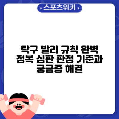 탁구 발리 규칙 완벽 정복: 심판 판정 기준과 궁금증 해결