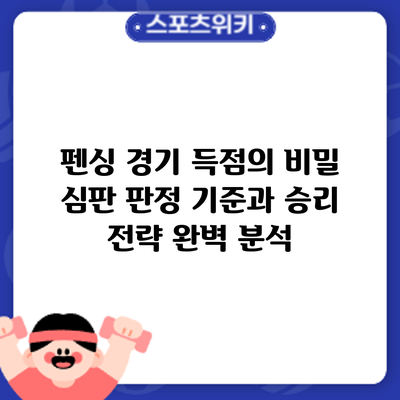 펜싱 경기 득점의 비밀: 심판 판정 기준과 승리 전략 완벽 분석