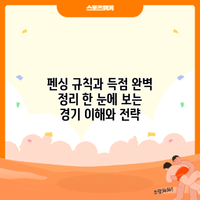 펜싱 규칙과 득점 완벽 정리: 한 눈에 보는 경기 이해와 전략