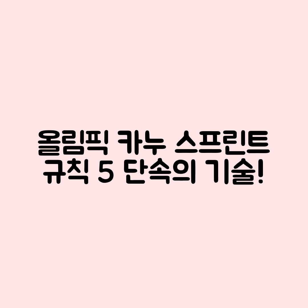 올림픽 카누 스프린트 경기 규칙 5가지