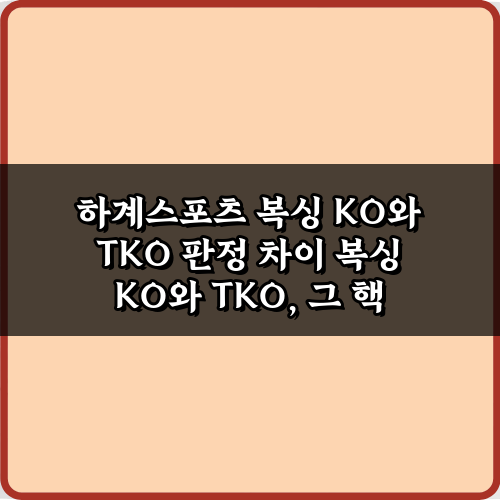 혼란 끝! 하계스포츠 복싱 KO와 TKO 판정 차이 5가지 비법