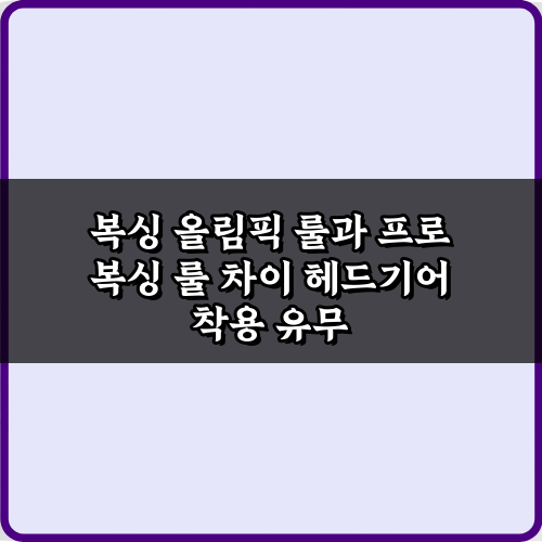복싱 올림픽 룰과 프로 복싱 룰 차이 5가지 총정리